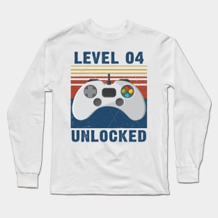 Level 04 unlocked funny gamer unlocked Long Sleeve T-Shirt